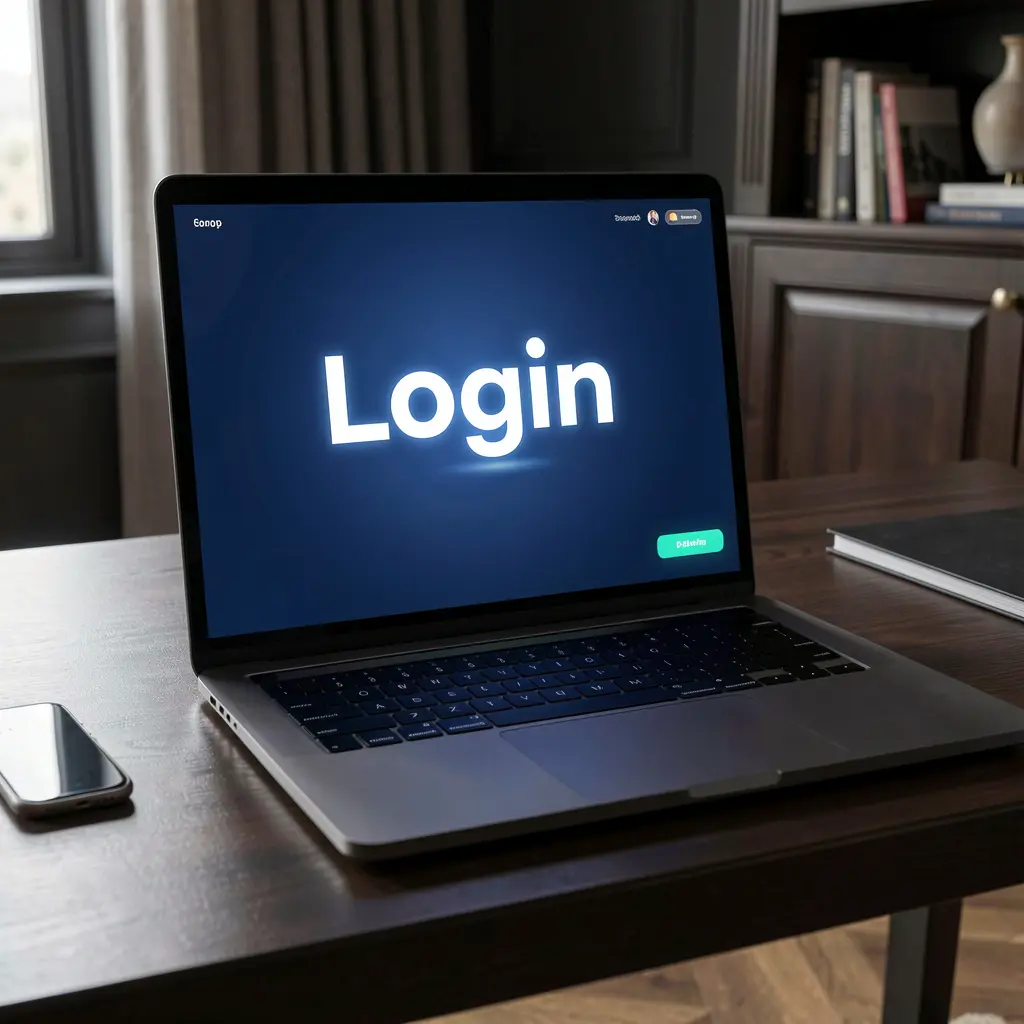 Close-up view of a laptop screen displaying the BETJL login interface with a clear and modern design for secure account access in Bangladesh
